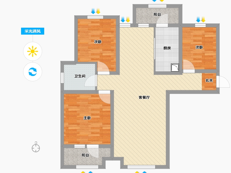 河北省-秦皇岛市-铂悦山-84.80-户型库-采光通风