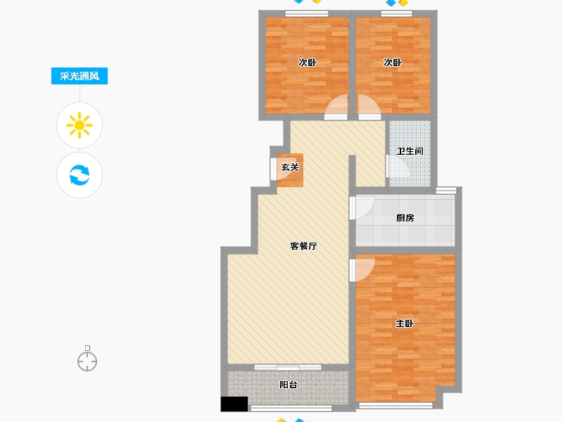 山东省-聊城市-华建1街区-91.96-户型库-采光通风