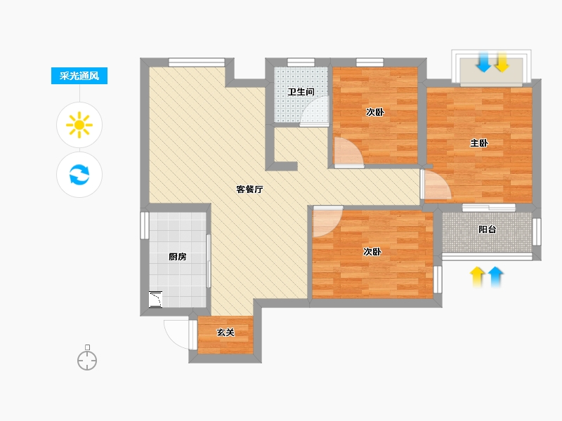 湖南省-长沙市-谷山乐园-65.59-户型库-采光通风