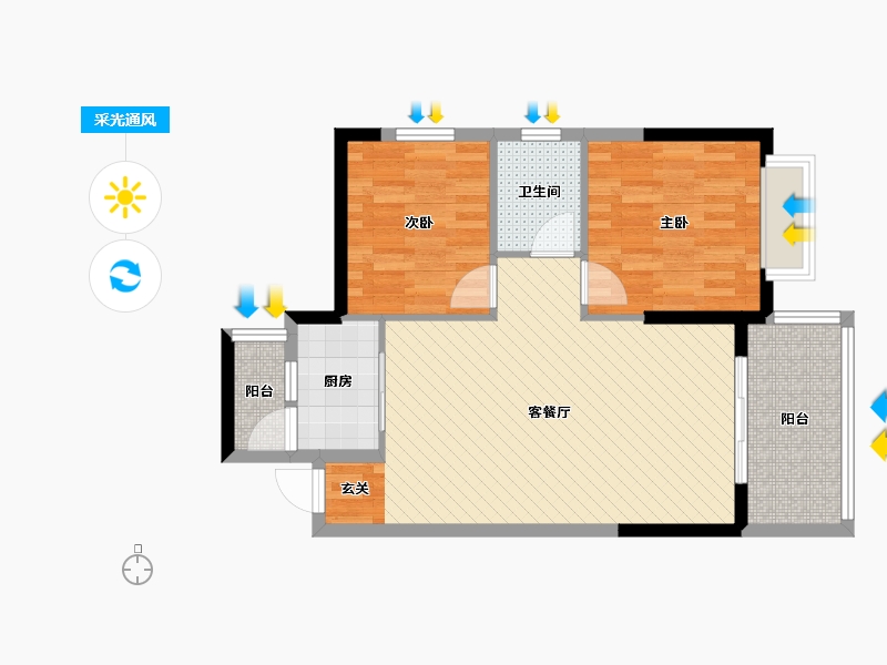 广西壮族自治区-钦州市-嘉华阆苑-69.72-户型库-采光通风