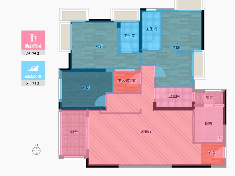 广东省-佛山市-天悦湾花园-115.58-户型库-动静分区