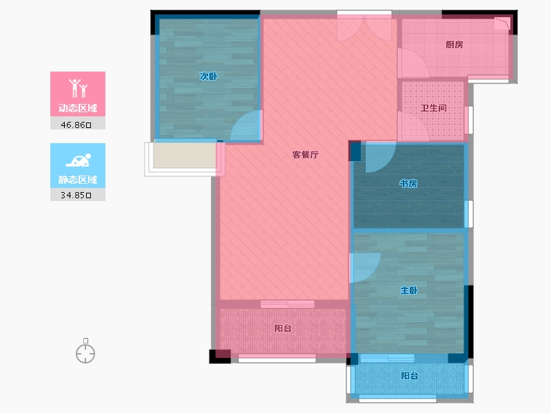 湖北省-天门市-汉旺世纪城-72.32-户型库-动静分区