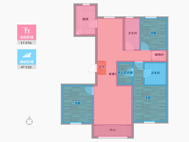 北京-北京市-紫峰九院城-90.79-户型库-动静分区