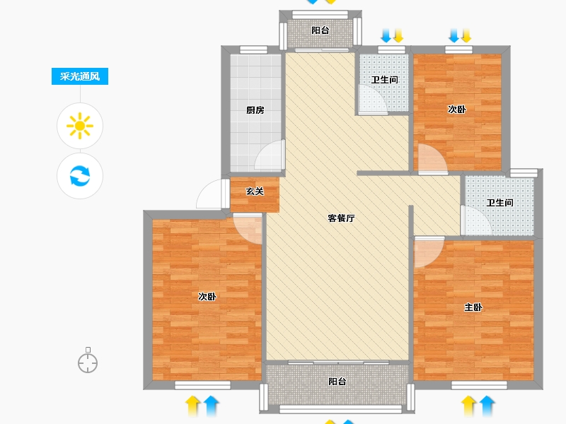 上海-上海市-绿波城-89.17-户型库-采光通风