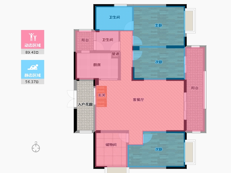 湖南省-湘西土家族苗族自治州-万利世家-136.80-户型库-动静分区