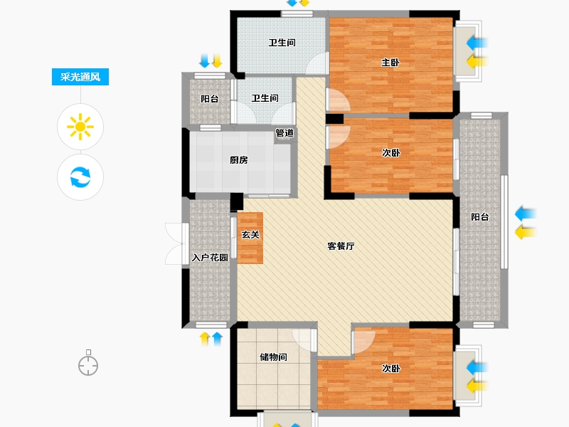 湖南省-湘西土家族苗族自治州-万利世家-136.80-户型库-采光通风