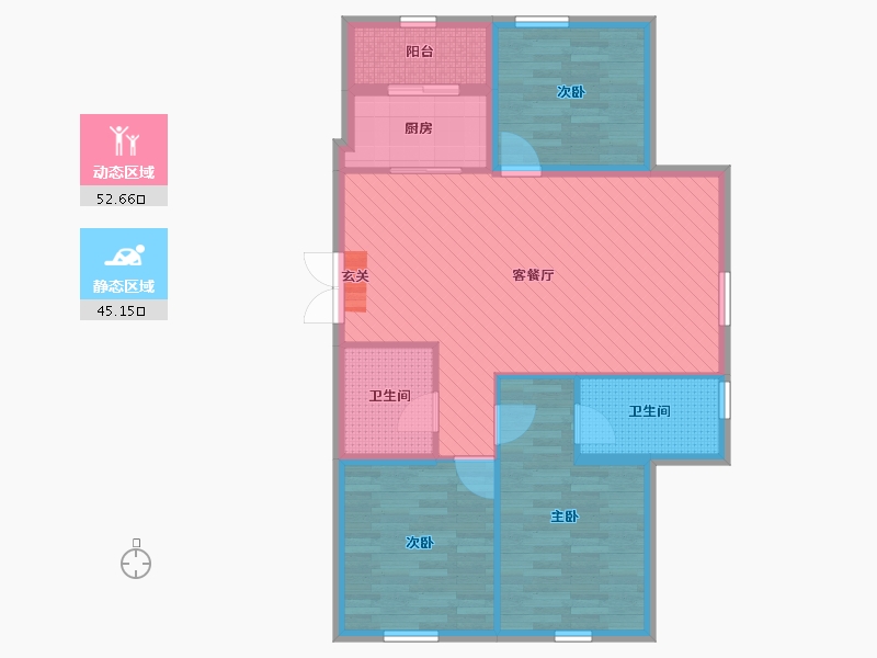 黑龙江省-哈尔滨市-东方新天地-87.22-户型库-动静分区