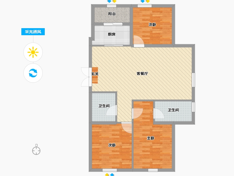 黑龙江省-哈尔滨市-东方新天地-87.22-户型库-采光通风