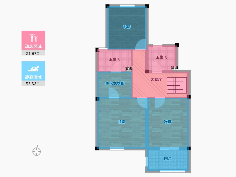 浙江省-宁波市-中梁首府-65.61-户型库-动静分区