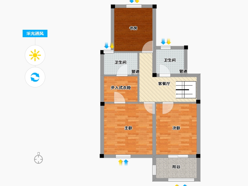 浙江省-宁波市-中梁首府-65.61-户型库-采光通风