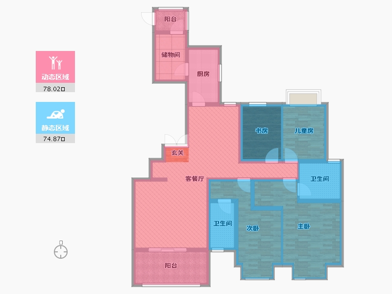 陕西省-西安市-普华浅水湾-133.44-户型库-动静分区