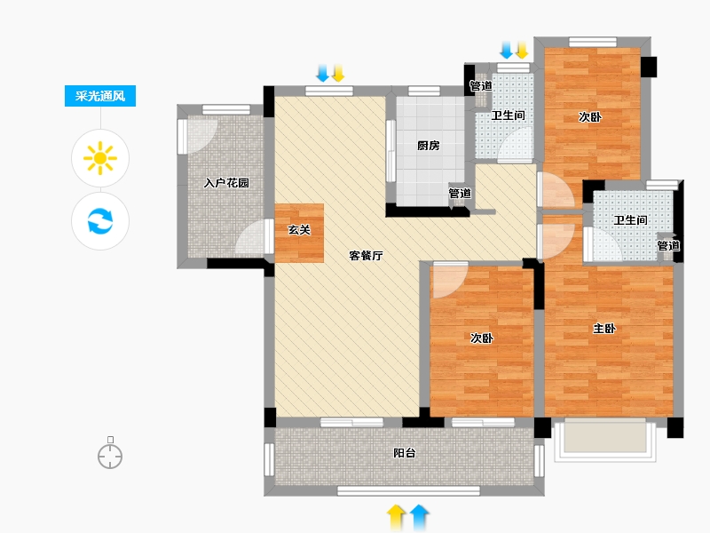 安徽省-宿州市-砀山碧桂园(建设中)-87.83-户型库-采光通风