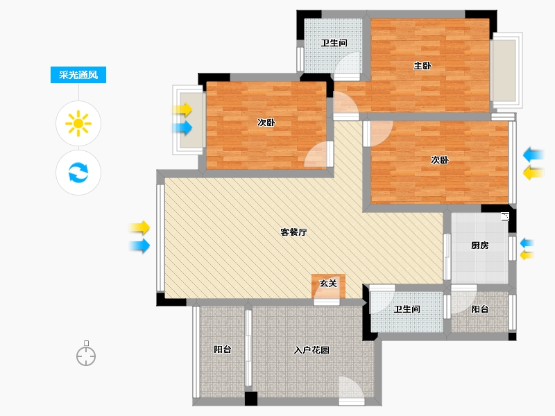 湖南省-株洲市-康馨佳园-102.00-户型库-采光通风