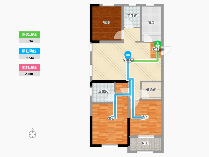 江苏省-徐州市-新都市华庭-86.66-户型库-动静线