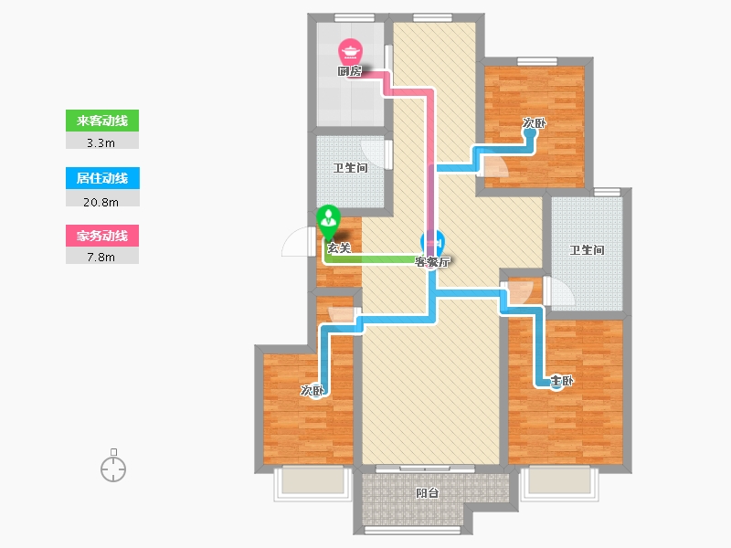 山东省-潍坊市-北辰美嘉-108.53-户型库-动静线