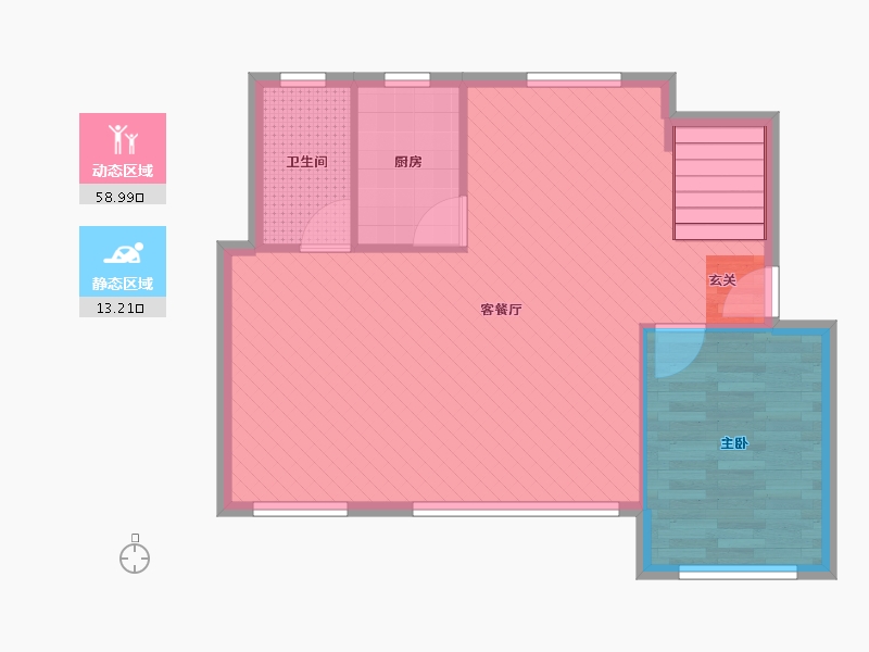 辽宁省-大连市-红星海珑筑-66.08-户型库-动静分区