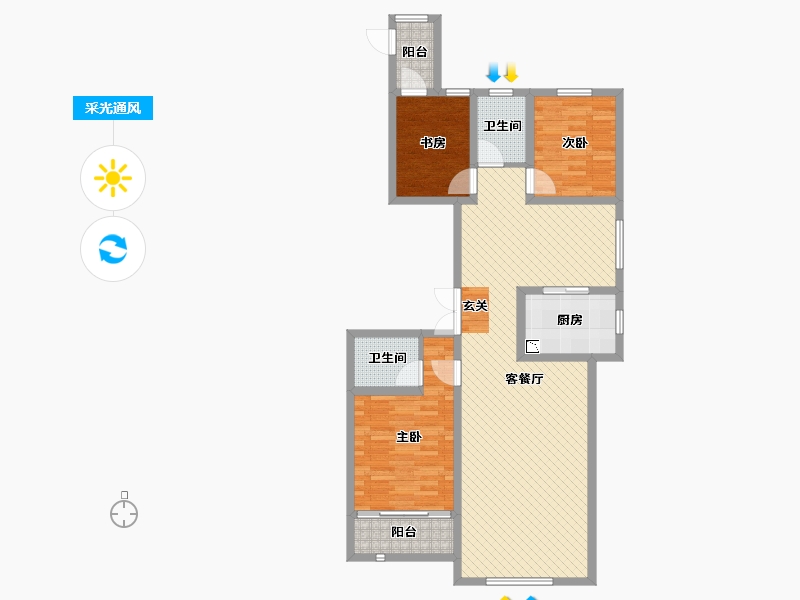 山东省-滨州市-丰泽御景-103.00-户型库-采光通风