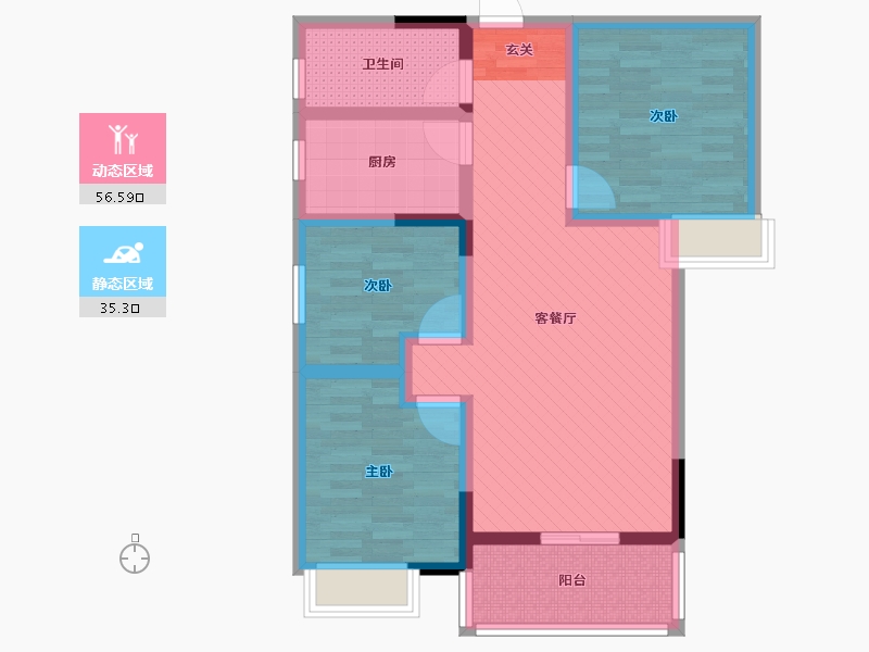 湖北省-十堰市-诗经花苑-79.56-户型库-动静分区