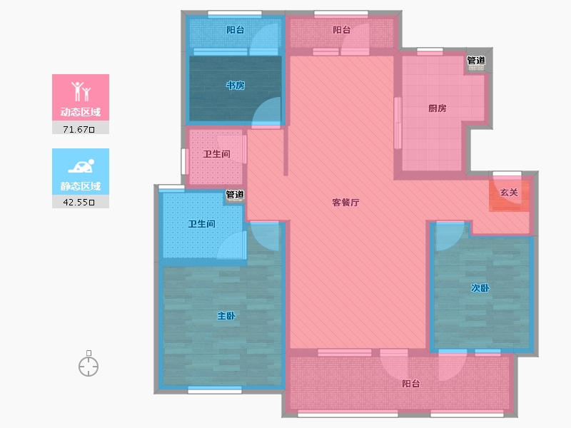 山东省-青岛市-天泰时光印象-99.06-户型库-动静分区