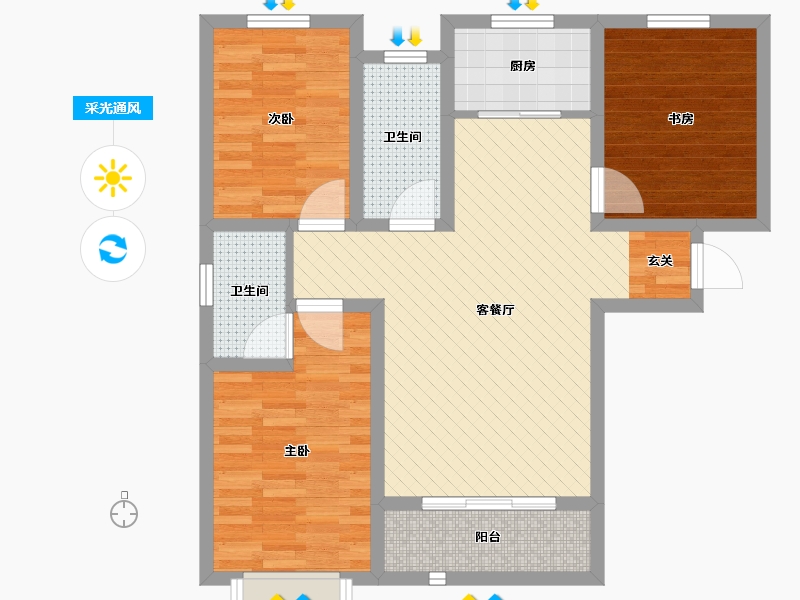 河北省-邯郸市-万腾花语城-77.04-户型库-采光通风