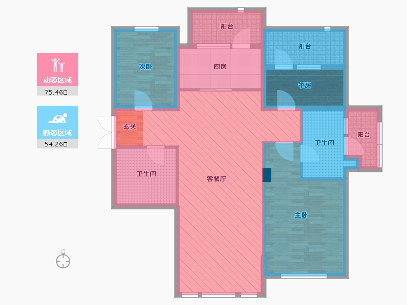 辽宁省-大连市-秀月麒林-114.94-户型库-动静分区