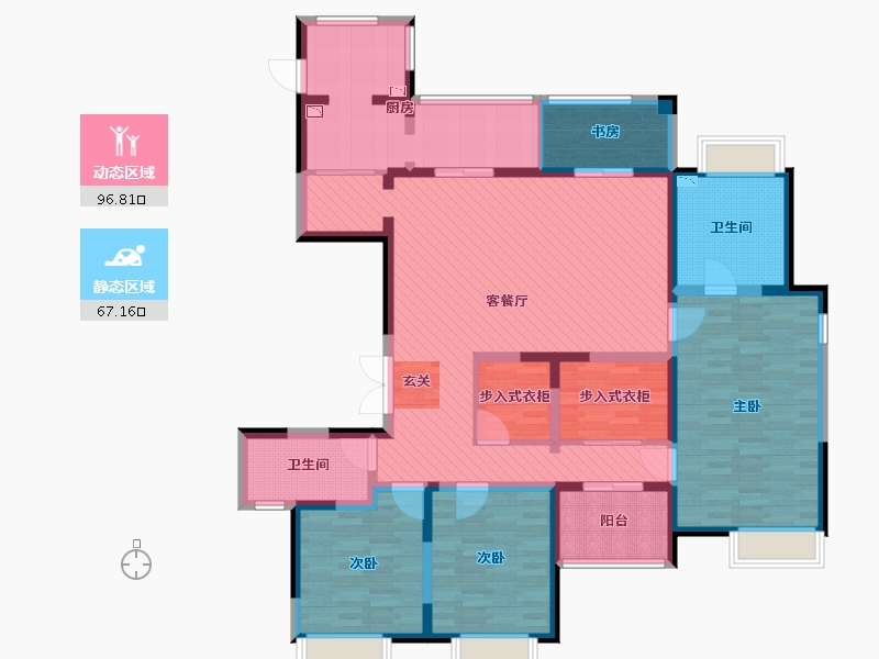 江苏省-苏州市-瞰湖花园-143.41-户型库-动静分区