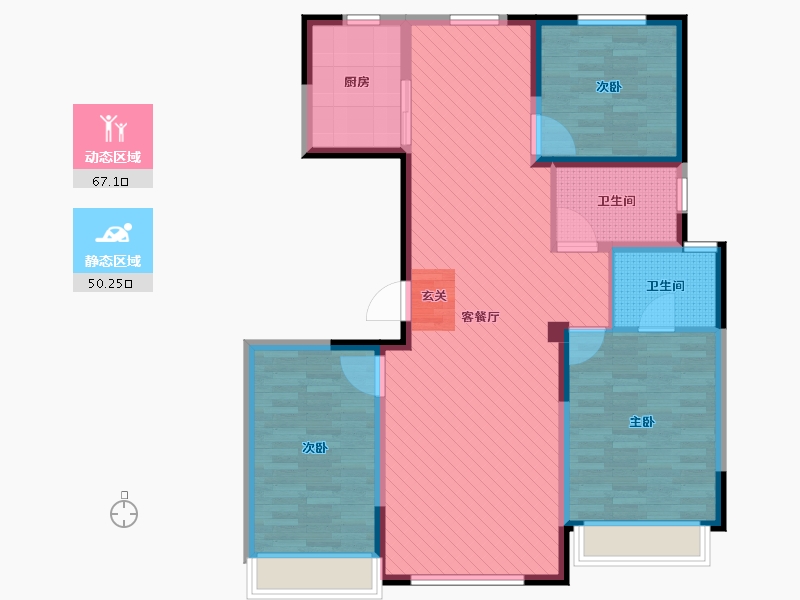 宁夏回族自治区-银川市-世茂悦熙-104.80-户型库-动静分区