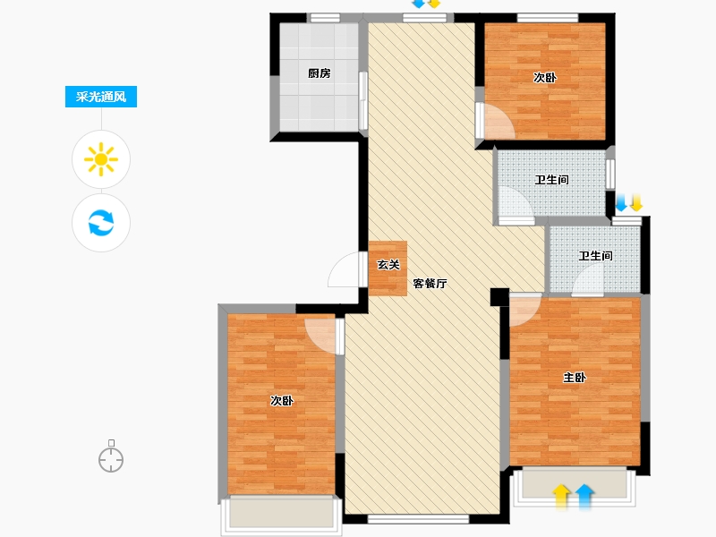 宁夏回族自治区-银川市-世茂悦熙-104.80-户型库-采光通风