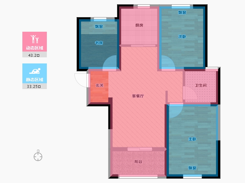 河南省-郑州市-绿都紫荆华庭-65.97-户型库-动静分区