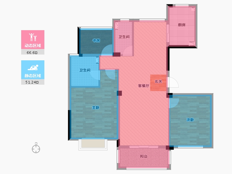 浙江省-金华市-圣奥杭府-105.35-户型库-动静分区