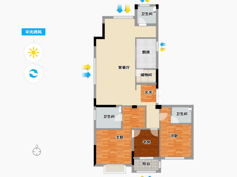 浙江省-金华市-圣奥杭府-123.97-户型库-采光通风