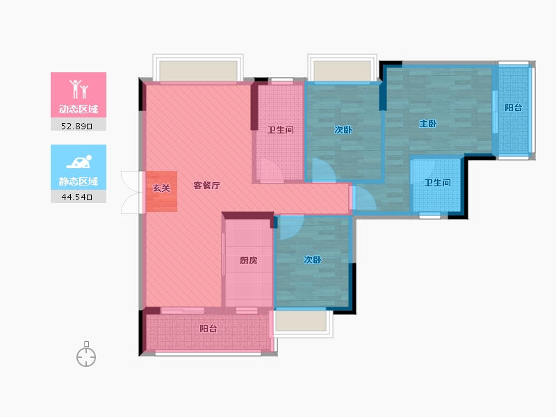 广东省-梅州市-兴宁宁江新城五期ad栋-85.52-户型库-动静分区