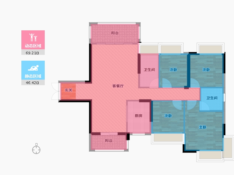 湖南省-衡阳市-雁城国际公馆-102.43-户型库-动静分区