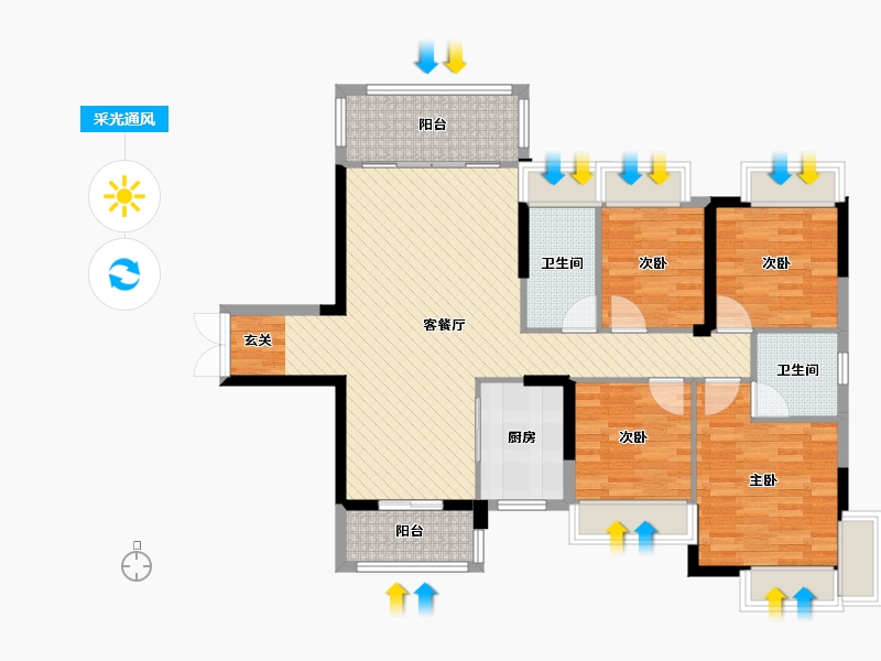 湖南省-衡阳市-雁城国际公馆-102.43-户型库-采光通风