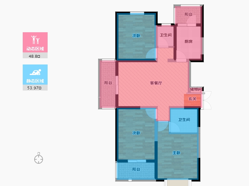 天津-天津市-八方观园-88.35-户型库-动静分区