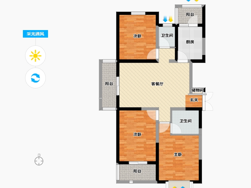 天津-天津市-八方观园-88.35-户型库-采光通风