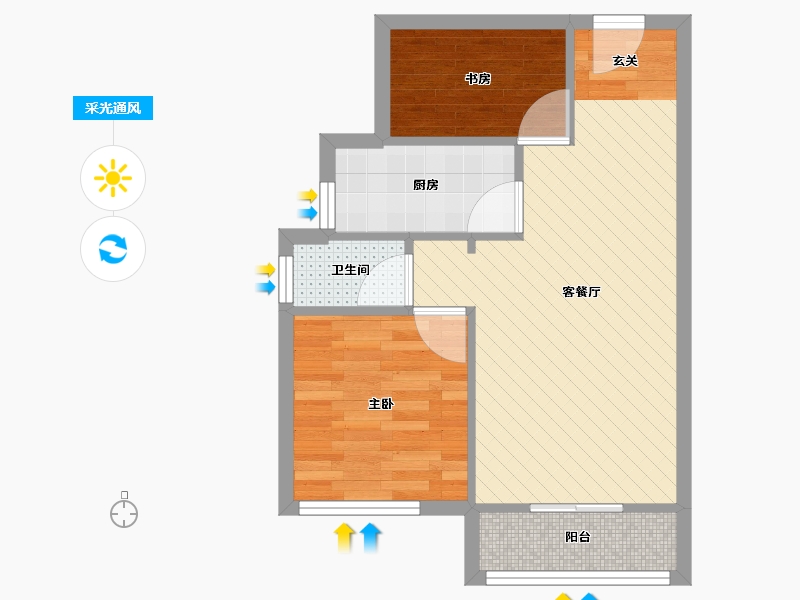 江苏省-南京市-麒麟山庄-46.83-户型库-采光通风