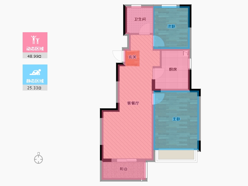 河南省-郑州市-思念果岭悦庄-65.09-户型库-动静分区