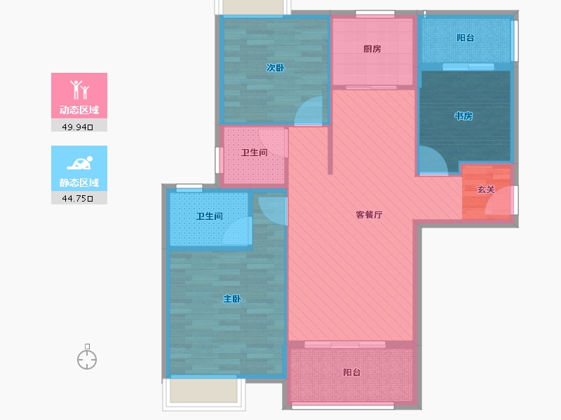 湖北省-黄冈市-晶帝学府世家-83.60-户型库-动静分区