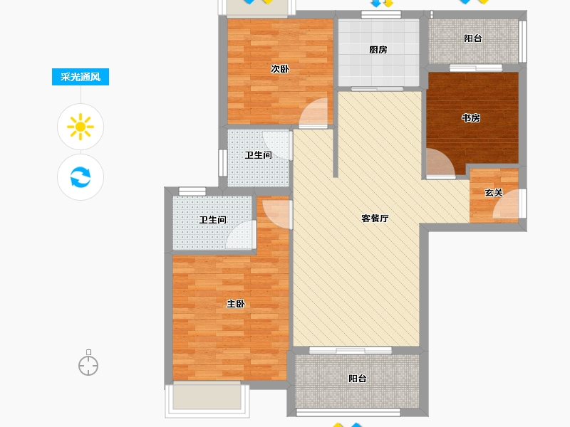 湖北省-黄冈市-晶帝学府世家-83.60-户型库-采光通风