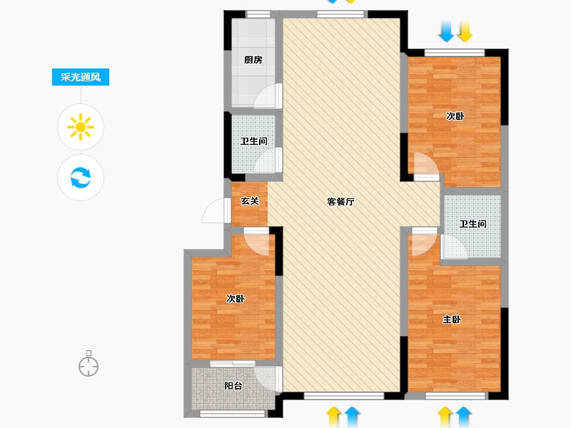 山东省-潍坊市-青云国际城-109.99-户型库-采光通风