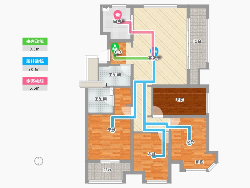 浙江省-杭州市-东方悦府-105.80-户型库-动静线