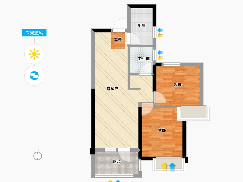 湖北省-武汉市-卧龙墨水湖边-55.00-户型库-采光通风