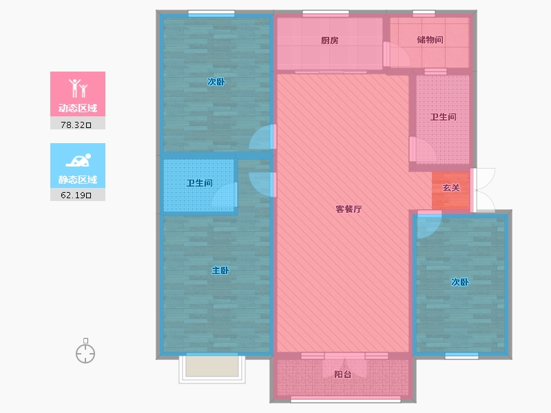 新疆维吾尔自治区-石河子市-天富名城-124.80-户型库-动静分区