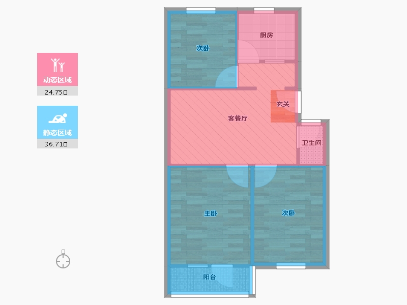 北京-北京市-云景北里-北区-54.57-户型库-动静分区