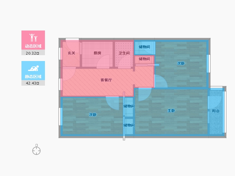 北京-北京市-黄庄小区-54.79-户型库-动静分区