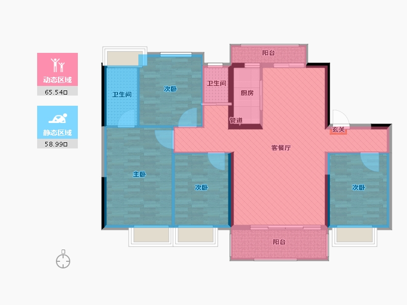 福建省-莆田市-碧桂园天澜-111.13-户型库-动静分区