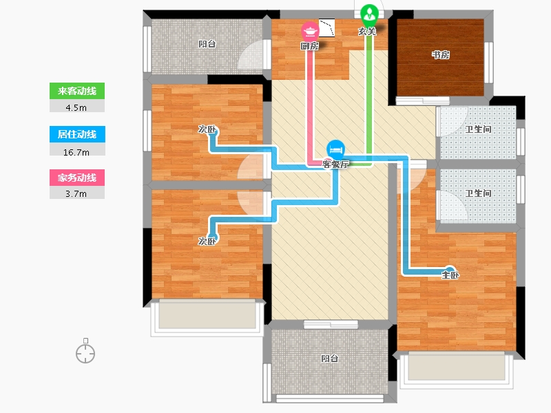 四川省-成都市-香榭里二期-86.74-户型库-动静线