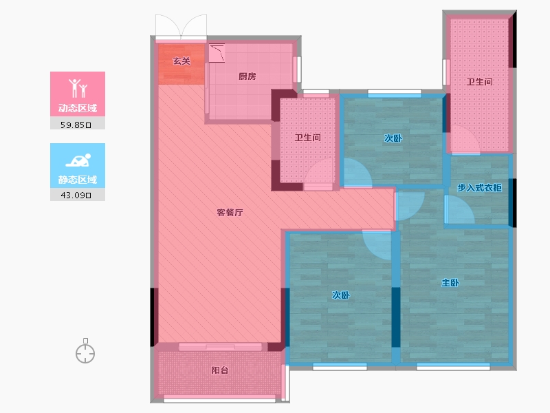 浙江省-温州市-首府壹号-90.00-户型库-动静分区