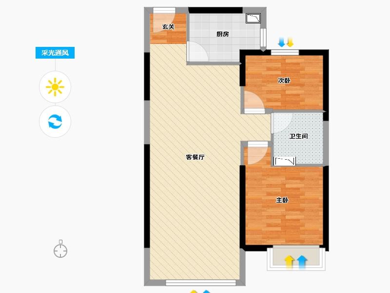 辽宁省-沈阳市-恒大御峰-71.00-户型库-采光通风